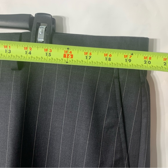 Berragamo Mens Gray pinstripe two button single breasted jacket flat front pants - Picture 8 of 8